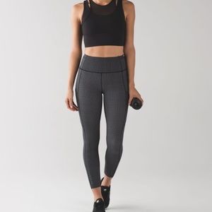 Lululemon Fast And Free 7/8 Tight - Teeny Check Print White Black - Size 6